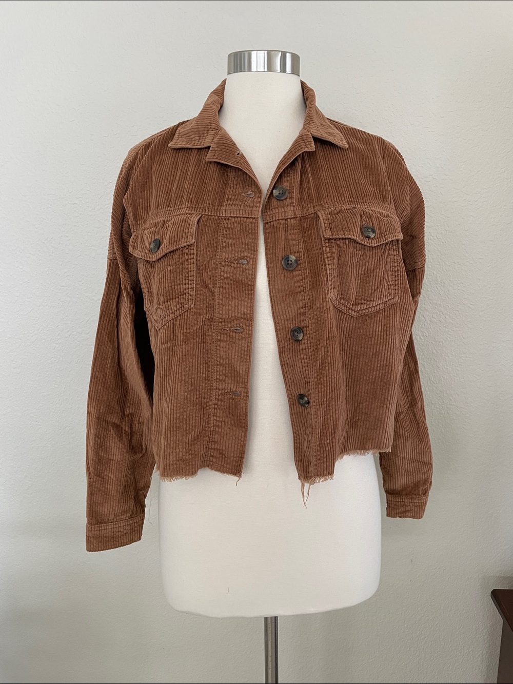 American Eagle Outfitters Corduroy Cropped Jacket - Brown
